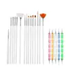 Pinceles para Uñas 20 Pinceles Pintados para Fototerapia con Puntos y Taladros 15 Varillas Blancas + 5 Varillas Espirales Set de Herramientas con Pincel de Puntos y Taladro