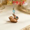 Cadena para Teléfono de Conejo de Jade Volador Tallado en Sándalo, Colgante de Conejo del Zodiaco de Madera Creativo de Jardín de Hadas Artístico, Adorno Colgante Pequeño Lindo