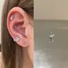 Aretes de Acero de Titanio con Estrellas de Mar Azules Frescas para Mujer, Aretes de Personalidad Única, Aretes de Presión Planos No Extraíbles, Aretes Cocleares No Extraíbles para Mujer
