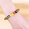 Pulseira de Madeira Subjugadora de Dragões das Seis Vias da Montanha Wutai com Contas de Buda de Padrão Completo de Material Antigo, Pulseira de Estilo Étnico com Contas de Buda das Cinco Vias da Sorte