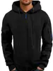 Suéter Hoodie Masculino Outono e Inverno Transfronteiriço com Zíper, Bolso na Manga, Cardigan, Jaqueta Casual Esportiva Masculina Plus Size