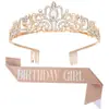 Coroa de Princesa Feliz Aniversário Tiara Adulta Coroa de Deusa Adereços Faixa Decorativa Criativa Faixa de Cabeça Acessórios de Cabelo para Noiva