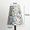 Pantalla de Lino Plisado Pastoral Floral Retro para Lámpara de Piso Colgante de Mesita de Noche de Dormitorio Hotel Accesorios