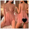 Lingerie Sexy, Não Precisa Tirar, Tamanho Grande, Luxo Leve, Camisola de Renda com Renda e Renda em V Profundo, Robe de Renda, Uniforme para Mulheres
