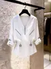 Moda Blanca para Viajar Estilo Francés para Mujer, Nuevo Diseño de Verano, Único y Elegante, Camisa Versátil y Elegante