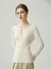Otoño/Invierno 2026 Nuevo Suéter de Cachemira Cuello Redondo Manga Larga Botones Color Sólido Corte Delgado Favorecedor Top Base
