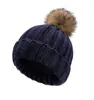 Gorro de Lã Cor Sólida com Forro de Fleece Quente Acrílico Espessado para Mulheres Gorro de Tricô de Inverno Transfronteiriço Gorro de Lã Pai e Filho