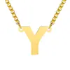 Joyería transfronteriza europea y americana al por mayor collar con colgante de 26 letras cadena de caja de acero inoxidable 18K oro Joyería Hua Lanxin
