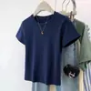 Camiseta de Manga Curta Cinza de Algodão Puro de Alta Qualidade para Mulheres, Gola Redonda Slim Fit, Novo Estilo Verão 2026, Top Base Emagrecedor