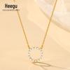 Xi Gu D0634 S925 Prata Flash Diamante Círculo Colar Feminino Temperamento Doce Zircão Oco Clavícula Corrente Super Flash