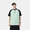 Nueva Camiseta de Manga Corta para Hombre de Verano, Marca Americana de Moda, Holgada, Cremallera de Color Contrastante, Casual, Top de Moda y Versátil