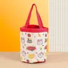 Bolso cubo graffiti chica estampado lienzo bolsa de almuerzo estilo coreano lonchera mano lindo bolso para mamá cilindro