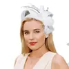 Popular Faixa de Cabeça para Noiva da Amazon Headdress de Renda e Penas Chapéu para Corridas de Cavalo Headdress de Performance para Chá da Tarde de Senhoras