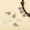 Colgante Flor de Dinero Hueca Estilo Chino Plata de Ley S925 Vintage Nuevo Encanto de Flor Estilo Chino Accesorios de Plata para Hacer Manualidades con Cuentas