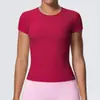 Nova Camiseta Feminina de Treino Justa Cross-Border com Sensação de Nuvem, Controle de Barriga, Fitness, Corrida, Secagem Rápida, Casual, Top de Yoga