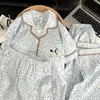 Pijama Feminino Plus Size Tendência Estampa de Leopardo Estilo Coreano com Bojo, Modelos Primavera e Verão, Pode Ser Usado Fora, Conjunto de Roupa de Casa Três Peças de Caimento Solto