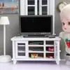 1:12 Casas de Boneca DIY Cabine Mini Móveis Madeira/Branco Armário de TV com Porta Dupla Design Normcore