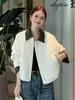 Chaqueta de algodón fina estilo europeo de dos piezas falsas para otoño e invierno abrigo corto para mujer a cuadros empalmados 2026 petite suelta mangas enrolladas ropa de algodón