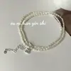 Collar de Plata de Ley S925 Onihan con Colgante de Oso y Perla Natural Cadena de Clavícula de Perla Francesa de Lujo Ligero de Alta Gama