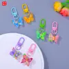 Llavero de resina de mariposa en colores candy con colgante de mariposa floral pintado, charm para bolso femenino, llavero de cuentas para DIY