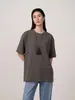 Camiseta de Manga Corta de Algodón Puro de Peso Pesado para Mujer de 300g, Camiseta Trendy de Cuello Redondo de Corte Holgado para Primavera y Verano, Camiseta Básica para Mujer