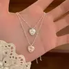Collar Colgante de Amor con Circonita Dulce Fresco Estilo Coreano Diseño de Nicho para Mujer Cadena de Clavícula de Gama Alta Accesorios para Apilar Uso Estilo Celebridad de Internet