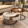 Mesa de Café Directo de Fábrica de Tablero de Roca Sala de Estar Hogar Apartamento Pequeño Lujo Ligero Simple Moderna Mesa de Café de Balcón Mesa Mesa Redonda
