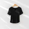Camiseta de Manga Corta para Mujer Primavera/Verano 2026 de Lana Tencel, Cuello Pequeño, Corte Entallado, Ligera, Tratamiento Antibacteriano 5A
