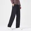 Pantalones de chándal de algodón pesado estilo americano para hombre, ajustados, de punto, pierna recta, color liso, pantalones básicos versátiles de otoño