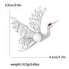 Nuevo Broche de Cobre de Alta Calidad con Zircón Grulla de Corona Roja Estilo Artístico Chino Ropa de Mujer Corsage Alfiler de Joyería