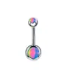 Amazon Wholesale Venta Caliente Acero Inoxidable Multicolor Brillo Gota de Aceite Anillo para Ombligo Clavo para Ombligo Joyería para Piercing Corporal