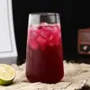 Vaso de Vidrio Rayado Vertical de Gran Capacidad con Diseño de Cintura de Gota de Agua, Adecuado para Uso en el Hogar, Leche para el Desayuno, Batidos, Té de Frutas y como Vaso de Agua Especial