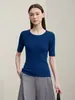 ¡Camiseta de punto de manga media! Top elegante de punto fino de manga corta con cuello redondo, sin costuras, 48 unidades, para mujer, Otoño temprano 26 H081406