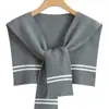 Nuevo Chal de Punto Suave con Bloques de Color para Mujer Estilo Coreano Rayado Ropa Exterior para Aire Acondicionado Primavera Camisa de Hombro Chaleco Negro