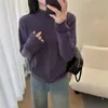 Cárdigan de punto con cuello semi-alto de estilo suave para mujer, nuevo abrigo suéter estilo coreano Otoño e Invierno 2026, top suave y acogedor de alta gama