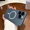 Funda Magnética para iPhone 16 con Acabado Mate tipo Piel, PC Niebla Helada, Agujeros Finos para Apple 15, con Película para Lente, Anticaídas para iPhone 13