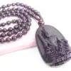 Los fabricantes suministran collar de obsidiana con ocho dioses guardianes, Manshu Bodhisattva, conejo nacido, Buda, cadena de suéter de cuentas negras.