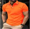 Camisa Polo Europeia e Americana Masculina Transfronteiriça Tendência com Estampa Digital 3D, Bloqueio de Cor Xadrez, Manga Curta, Colarinho Cuban
