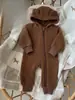 Mono para Bebé y Niño Pequeño Estilo Felpa Otoño e Invierno Traje de Gateo para Bebé Mono con Capucha para Recién Nacido Ropa de Casa