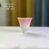 Cortina de Cuentas Rosa Pintada a Mano Taza de Té, Juego de Té Kung Fu, Taza de Degustación Cerámica para el Hogar, Taza Individual Especial para Niñas, Taza de Pétalo Hecha a Mano