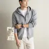 Cárdigan de punto con capucha para hombre Yingao, mezcla, otoño invierno, cálido, holgado, casual, con cremallera, chaqueta suéter de longitud media
