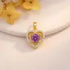 Colgante Transfronterizo Estilo Europeo y Americano Cobre Morado Microincrustado Circonita Accesorios de Joyería DIY de Alto Grado Personalizados Comercio Exterior Accesorios Versátiles