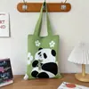 Bolsa de Tricô com Design Simples, Bolsa Floral para Estudante, Tote Versátil Color-Blocking para o Dia a Dia, Bolsa de Ombro de Grande Capacidade para Passeios