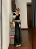 Jeans de microcampana de doble botón con diseño para mujeres petite, nuevo estilo de alta costura, tiro alto, corte ajustado, que realzan la figura, pantalones de campana ligeramente elásticos