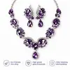 Conjunto de collar y pendientes de piedras preciosas estilo palacio retro europeo y americano, una pieza lujosa y elegante con circonita cúbica en forma de lágrima, perfecto para novias y vestidos de noche