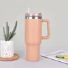 Taza de Coche Personalizada Transfronteriza de 40 oz Doble Pared Portátil con Popote Gran Capacidad Asa de Acero Inoxidable 304 Taza para Hielo