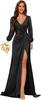 Vestido de Noche para Mujer de Comercio Exterior Transfronterizo Europa y América Amazon Color Sólido Sexy Cuello en V Abertura Tirantes Vestido Largo Vestido de Noche