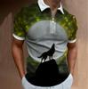 Polo para hombre con estampado digital 3D de lobo, camiseta de manga corta con cremallera, gran oferta 2023