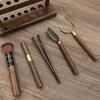 Juego de seis caballeros para ceremonia del té de fábrica de cinco piezas ébano aguja de té juego de accesorios para té cuchara de té pinza para té pluma para tetera taza tenedor