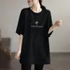 Top Soltinho de Comprimento Médio Estilo Comércio Exterior Novo Verão 2026 Que Cobre os Quadris e Te Deixa com Aparência Magra, Camiseta Casual Versátil de Manga Curta para Mulheres